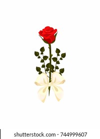 Rose with a bow on a white background