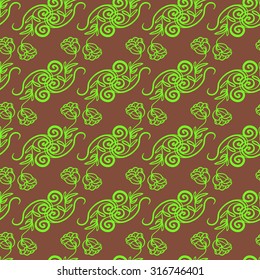 Rose bright retro ornament. Vector seamless pattern