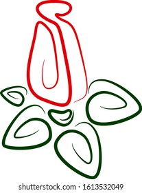 Rose bud drawn by lines. Rose in eps format.