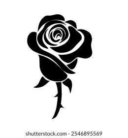 Rose bud flower silhouette graphic vector illustration