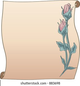 Rose Bud frame and scroll vector