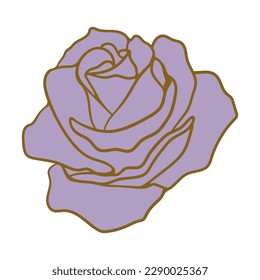 Rose bud icon outline. Simple elegant rose flower pattern for wedding invitations and cards.