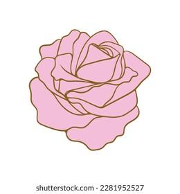 Rose Bud Symbol. Einfache, elegante Rosenblume für Hochzeitseinladungen und Karten.