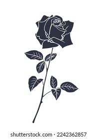 Rosenknospen, Vektorsilhouetten. Blumen Design Elemente. Monochrome Rose Tattoografik.