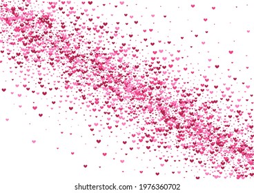 Rose Burst Heart Frame. Pink Group Background. Purple Confetti Spray. Red Pattern Texture. Small Illustration.