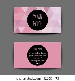 Rose Business card template with creative geometric pattern