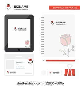 Rose Business Logo, Tab App, Diary PVC Employee Card and USB Brand Stationary Package Design Vector Template