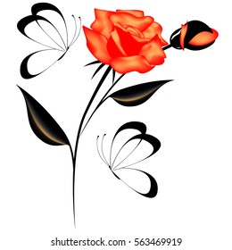 Rose with butterflies.