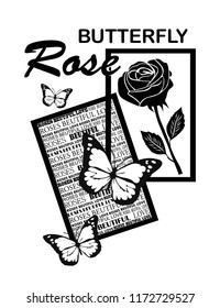 rose butterfly vector 