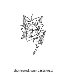 The rose. Can be used as a sketch of a tattoo.