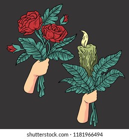 rose and candle vector