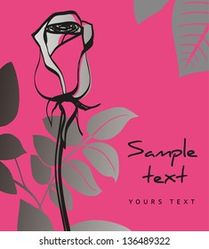 rose, card, background, pink, gray, silver