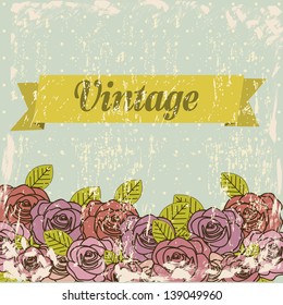 Rose card over vintage background vector illustration