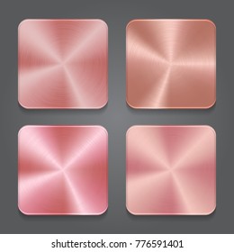 Rose cards with metal background. Metallic texture. Gradient for design