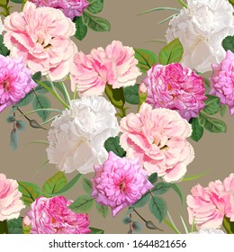 Ilustración vectorial sin fisuras de la flor de la rosa y el carnación