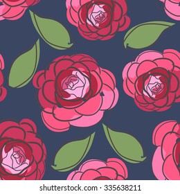 Rose carpet Seamless vector pattern. 