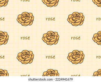 Rose cartoon character seamless pattern on orange background