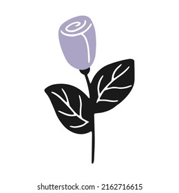 Rose in cartoon doodle style. vector isolated floral illustration.
