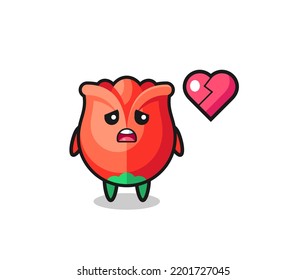rose cartoon illustration is broken heart , cute design