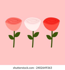 Rose cartoon vector. Outline flower icon illustration isolated rose vector sign symbol.
