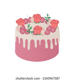 Rose Cherry Birthday Cake Design