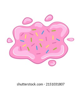 Rose Chocolate Splat With Colored Sprinkling Vector Illustration In A Cartoon Flat Style