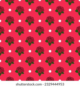 rose and circle fabric pattern