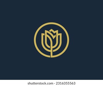 Rose Circle Flower Logo Concept icon sign symbol Element Design. Cosmetics, Jewellery, Jewelry, Beauty, Health Care, Beauty salon, Boutique, Spa, Tulip Logotype. Vector illustration template