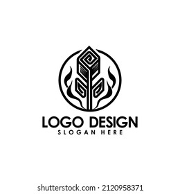 Rose circle logo design template concept