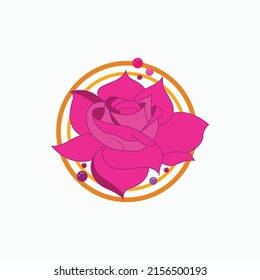 Rose With Circle Logo Design Template.