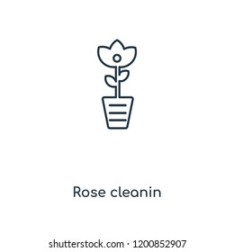 Rose cleanin concept line icon. Linear Rose cleanin concept outline symbol design. This simple element illustration can be used for web and mobile UI/UX.
