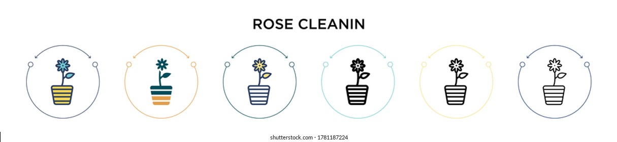 Rose cleanin icon in filled, thin line, outline and stroke style. Vector illustration of two colored and black rose cleanin vector icons designs can be used for mobile, ui, web