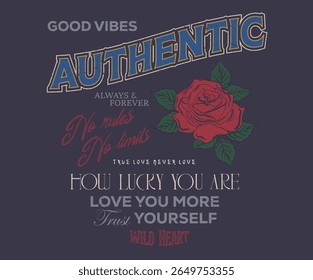  Rose club impressão design para vestuário, adesivos, cartazes e fundo. Estúdio antigo. Clube do amor da rosa. Amo-te mais a ti mesmo. Flor de rosa. Vintage impressão floral arte vetorial para t shirt e outros.