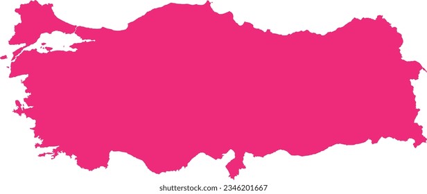 ROSE CMYK color detailed flat stencil map of the European country of TURKEY on transparent background