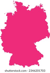ROSE CMYK color detailed flat stencil map of the European country of GERMANY on transparent background