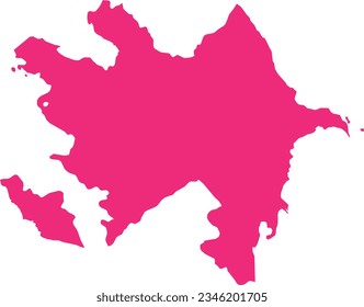 ROSE CMYK color detailed flat stencil map of the European country of AZERBAIJAN on transparent background