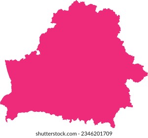 ROSE CMYK color detailed flat stencil map of the European country of BELARUS on transparent background
