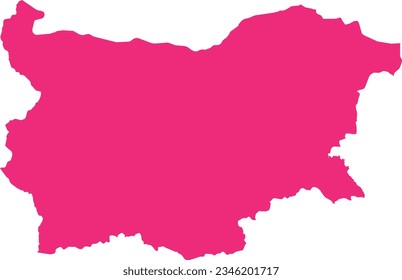 ROSE CMYK color detailed flat stencil map of the European country of BULGARIA on transparent background