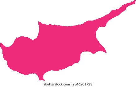 ROSE CMYK color detailed flat stencil map of the European country of CYPRUS on transparent background