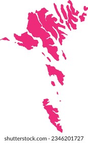 ROSE CMYK color detailed flat stencil map of the European country of FAROE ISLANDS on transparent background