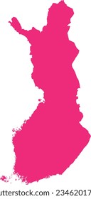 ROSE CMYK color detailed flat stencil map of the European country of FINLAND on transparent background