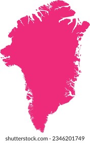 ROSE CMYK color detailed flat stencil map of the European country of GREENLAND on transparent background