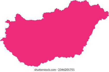 ROSE CMYK color detailed flat stencil map of the European country of HUNGARY on transparent background