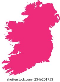 ROSE CMYK color detailed flat stencil map of the European country of IRELAND on transparent background