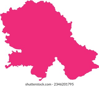 ROSE CMYK color detailed flat stencil map of the European country of VOJVODINA on transparent background
