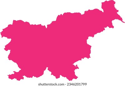 ROSE CMYK color detailed flat stencil map of the European country of SLOVENIA on transparent background
