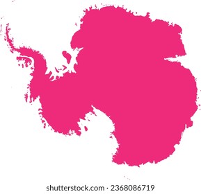 ROSE CMYK color detailed flat stencil map of the continent of ANTARCTICA (SOUTH POLE) on transparent background