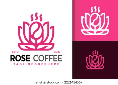 Rose Coffee Logo Design, brand identity logos vector, modern logo, Logo Designs Vector Illustration Template
