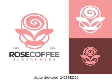 Rose Coffee Logo Design Vector Template