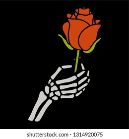 Rose color hand skeleton black background